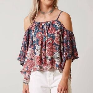Billabong floral cold shoulder top